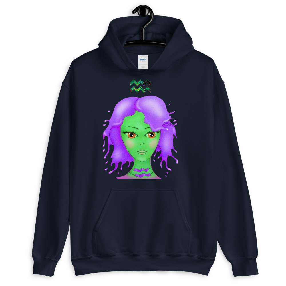 Athletic Casualwear Hoodie for Women- Aquarius Sun Sign. WickedYo.